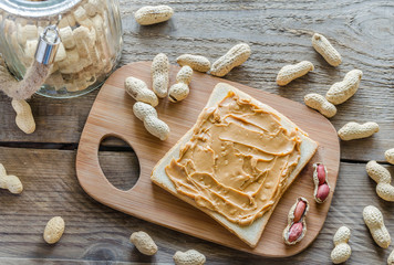 Sticker - Sandwich with peanut butter on the wooden board