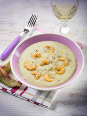 Wall Mural - soup with artichoke and shrimp