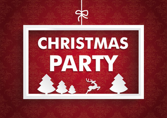 Wall Mural - White Frame Red Ornaments Christmas Party