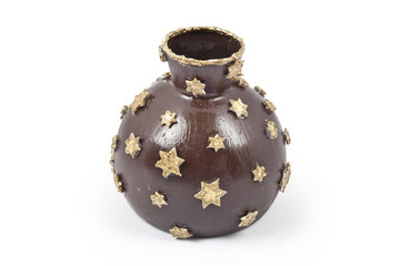 Christmas Ceramic Candle with golden stars