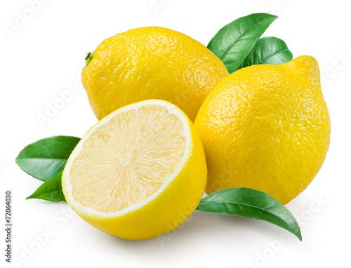 Naklejka na meble Lemon. Fruit with leaves on a white background.