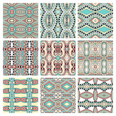 set of different seamless colored vintage geometric pattern, tex