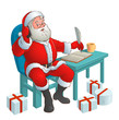 Santa with phone sitting at the table