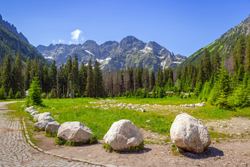 Beautiful scenery of Wlosienica meadow in Tatra mountain, Poland