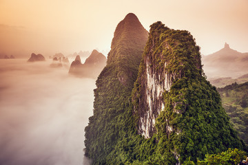 Obraz na płótnie chiny pejzaż góra świt krajobraz