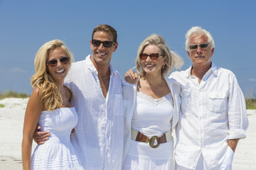 Wall Mural - Family Mother Father Son Daughter Couples on Beach