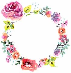 Wall Mural - Watercolor floral frame