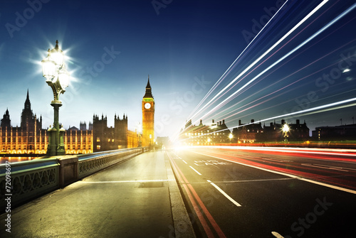 Obraz na płótnie canvas trzyczęściowy "tryptyk" Big Ben z mostu Westminster, Londyn