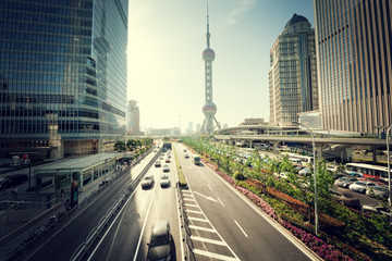 road in shanghai lujiazui financial center