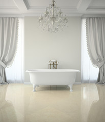 Wall Mural - Interior of classic bathroom with chandelier 3D rendering