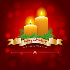 Wall Mural - shiny christmas background with candles - christmas card