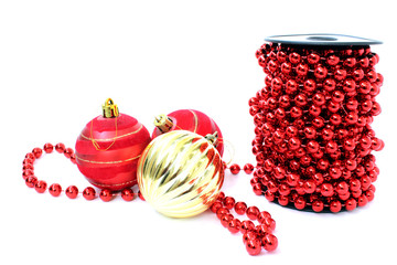 Three Christmas ball and beads