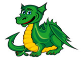 Fototapeta Dinusie - Fantasy green dragon kid
