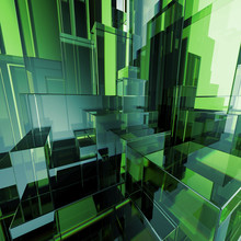 3d Abstract Green Glass Geometric Background