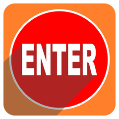 enter red flat icon isolated