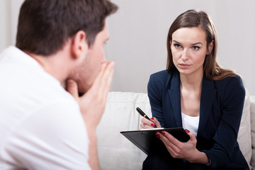 Wall Mural - Young man during psychotherapy