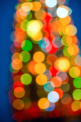 Wall Mural - big abstract xmas circular lights bokeh background, closeup