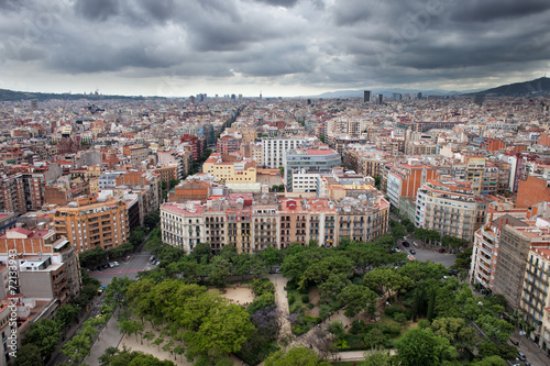 Naklejka samoprzylepna Miasto barcelona z góry