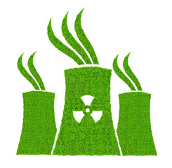 Wall Mural - Green nuclear power plant icon isolated on white background