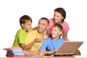 Wall Mural - Parents helping boys