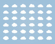 Big vector set of thirty-six white cloud  shapes