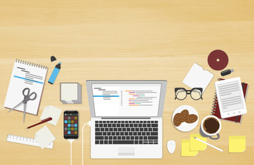 Wall Mural - realistic workplace organization