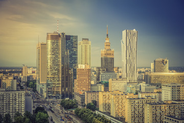 Wall Mural - Warsaw financial district in late  afternoon, Poland