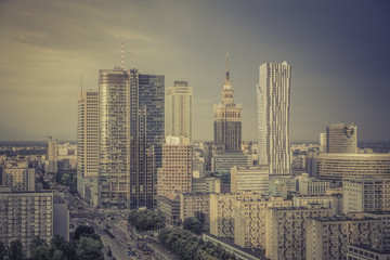 Wall Mural - Warsaw financial center in late  afternoon, Poland