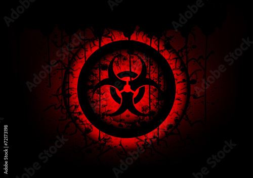 Plakat na papierze fotorealistycznym Symbol biohazard na koło streszczenie tło
