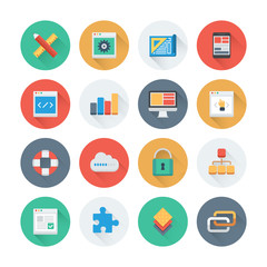 Fototapete - Pixel perfect web development flat icons