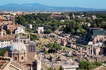 Fototapete - Ariel view of Roman Forum.