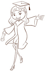 Wall Mural - A plain drawing of a girl graduating