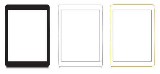 Wall Mural - tablets in black, white and gold color with blank screen.
