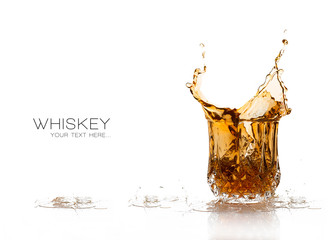 Wall Mural - Whiskey Splash Isolated on White Background