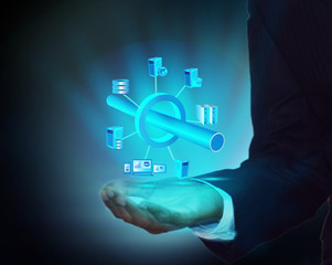 Wall Mural - Enterprise Application Integration in business man hand