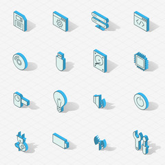 Wall Mural - light vector isometric flat design icon set