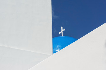 Traditional church and blue sky - Santorini island Greece