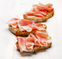 Wall Mural - Sandwich with grilled, rustic bread with smoked ham