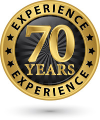 Wall Mural - 70 years experience gold label, vector illustration