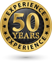 Wall Mural - 50 years experience gold label, vector illustration