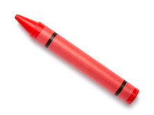 Red Crayon Wax Pencil On White Background