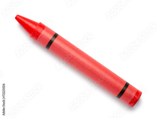 Fotografie, Obraz Red Crayon Wax Pencil on White Background