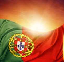 Wall Mural - Portugal flag and sky