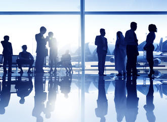 Poster - Group of People Airport Business Travel Communication Concept