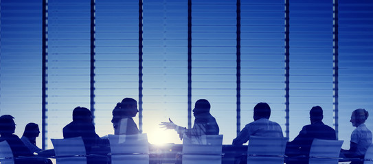 Wall Mural - Group of Business People Meeting Back Lit Concept