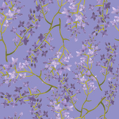  watercolor seamless pattern with spring lilac