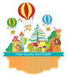 © mayl4ik - city town with hot air balloon card