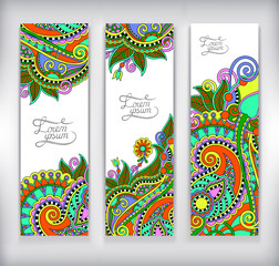 Poster - set of decorative flower template banner, card