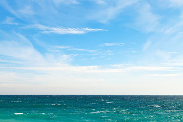 Canvas Print - blue sky and dark water of Black Sea