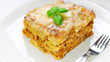 Lasagne with basil on white